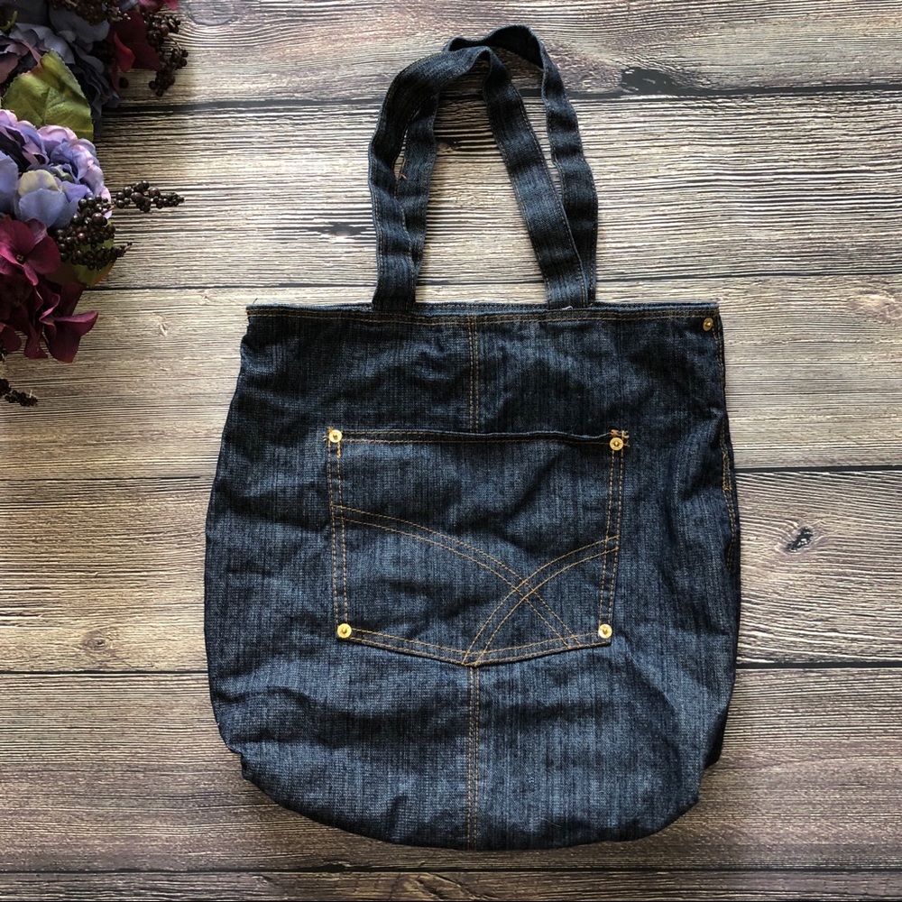 Like new Dark Wash Denim Tote with front pocket